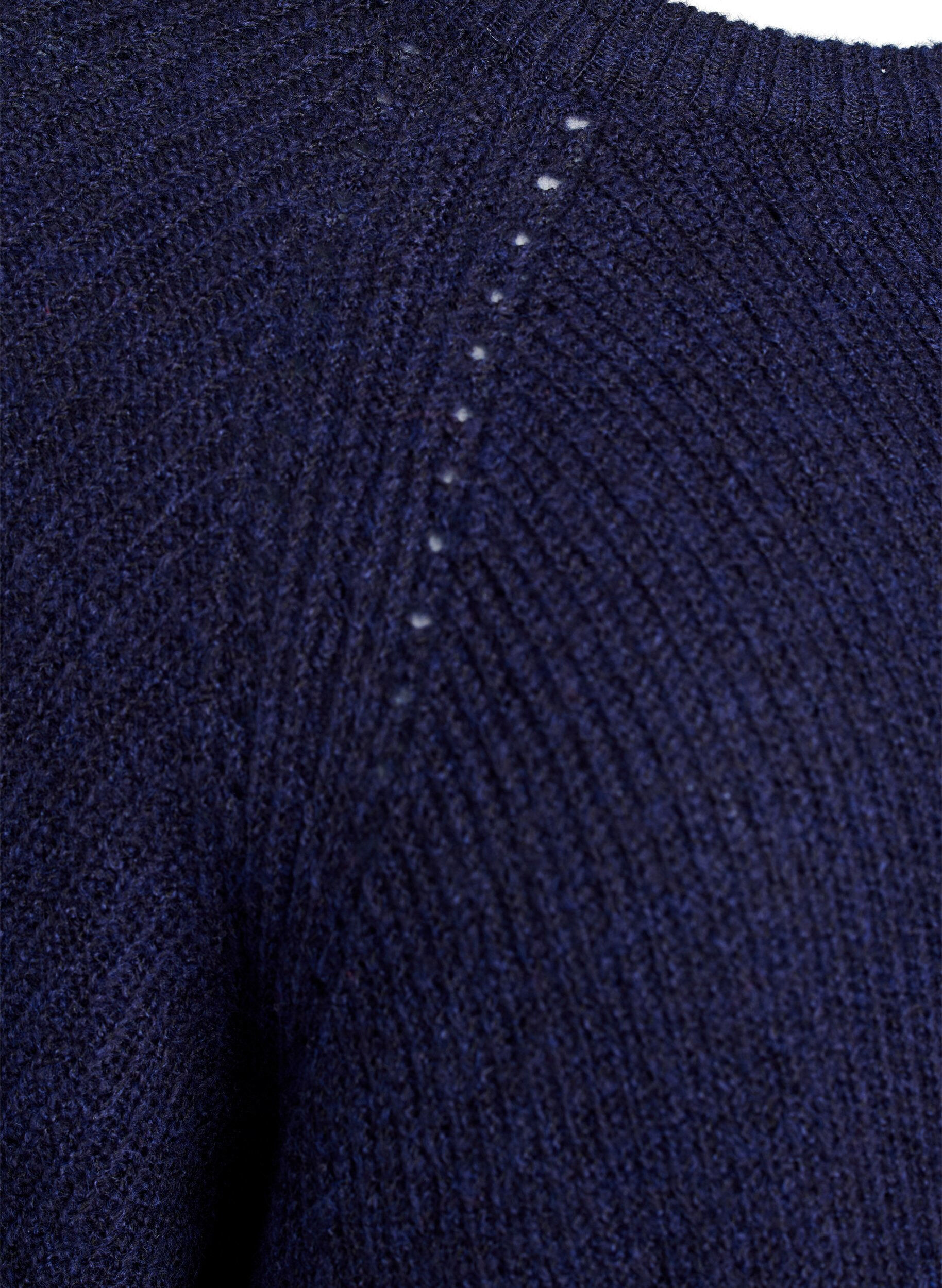 ZizziRipppullover mit 3/4-&Auml;rmeln, Blau, Packshot image number 3