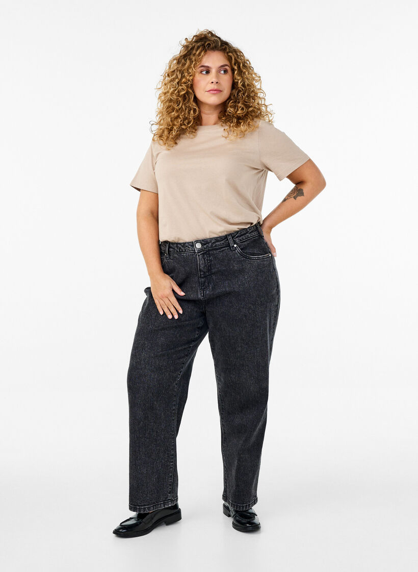 Basic-T-Shirt aus Baumwolle mit Rundhalsausschnitt, Simply Taupe, Model image number 2