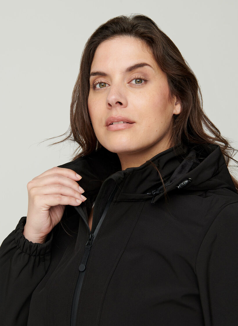 Softshelljacke mit Kapuze, Black solid, Model image number 4
