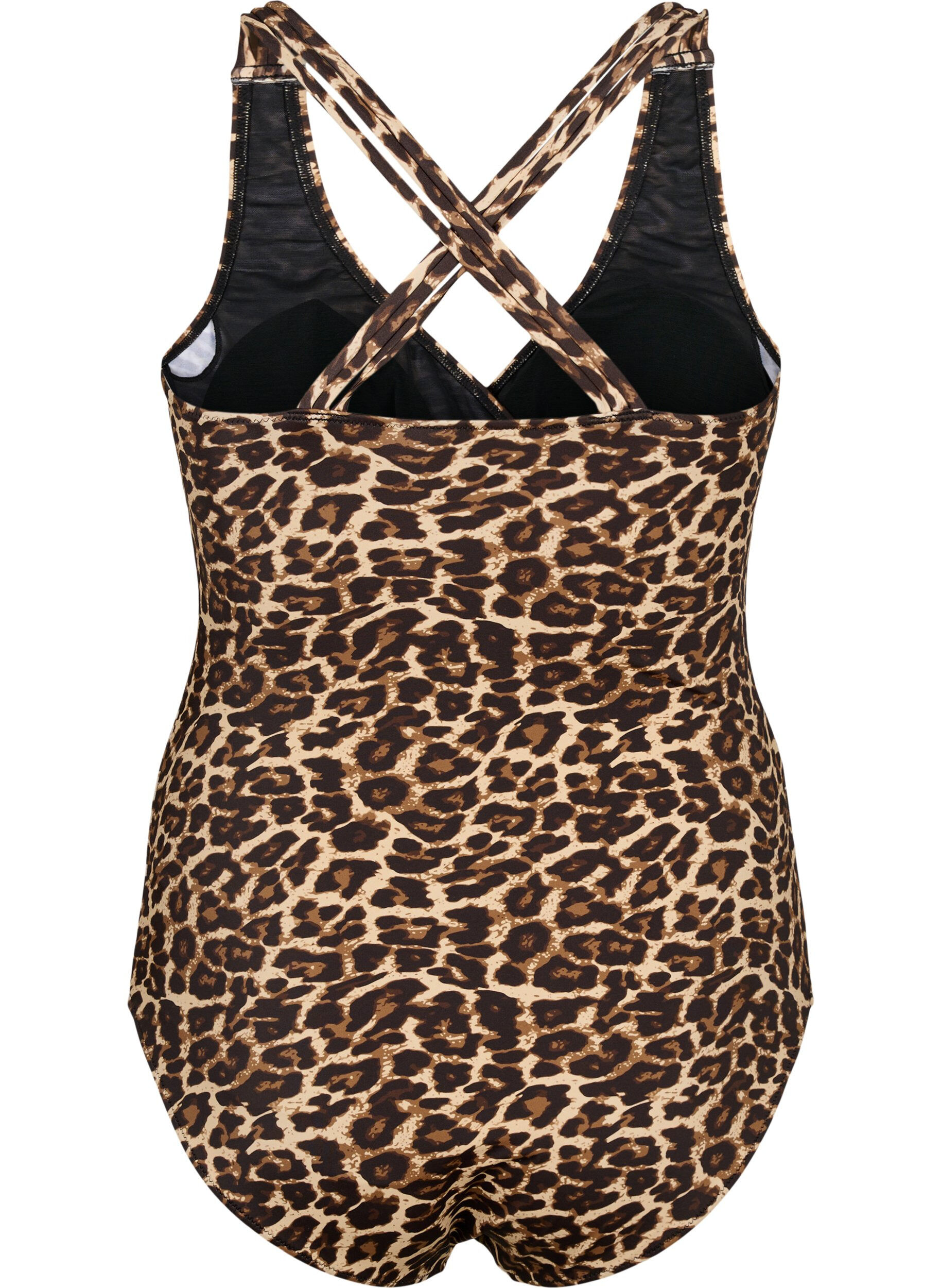 ZizziBadeanzug mit gekreuztem R&uuml;cken und herausnehmbaren Eins&auml;tzen, Leopard Print, Packshot image number 1
