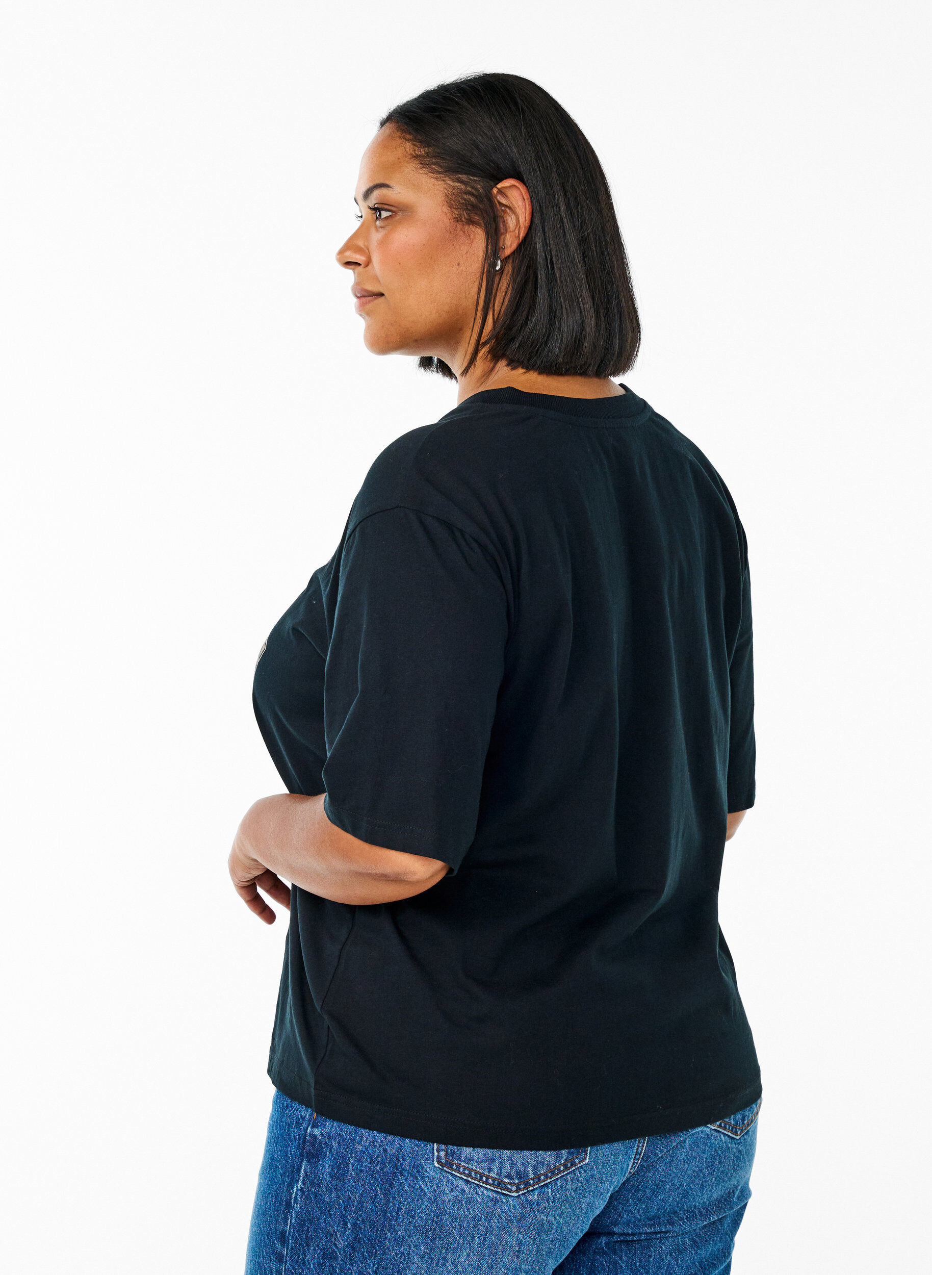 ZizziOversize-T-Shirt mit Racing-Print, Schwarz, Model image number 2