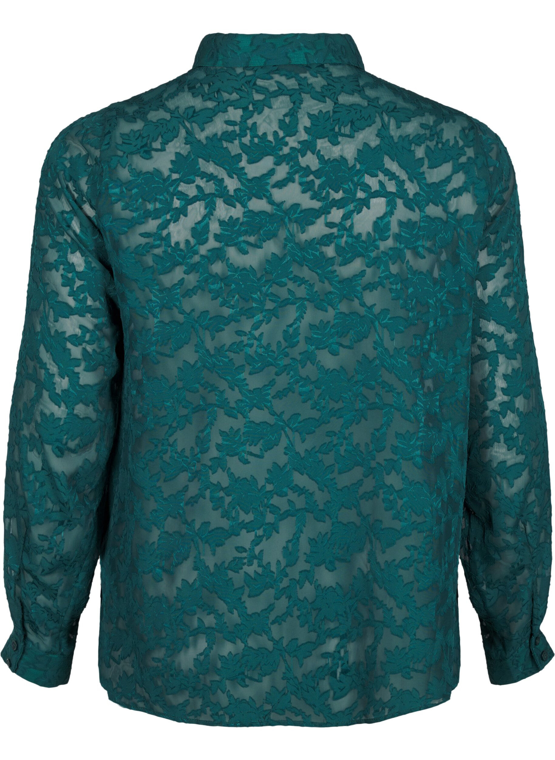 ZizziJacquard-Bluse mit Kn&ouml;pfen, Rain Forest, Packshot image number 1