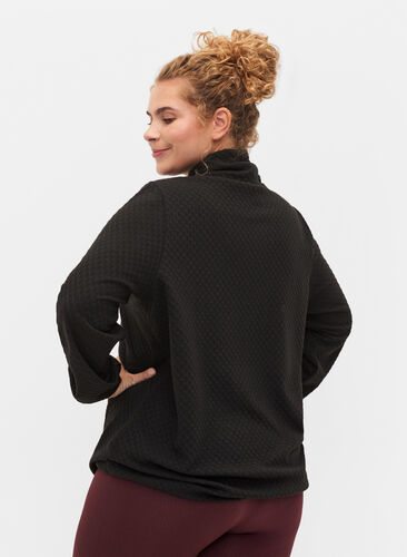Sweatshirt mit hohem Hals und verstellbarem Gummizug, Black, Model image number 1