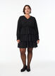 Kurzes Kleid mit R&uuml;schen und Strukturmuster, Schwarz, Model image number 1