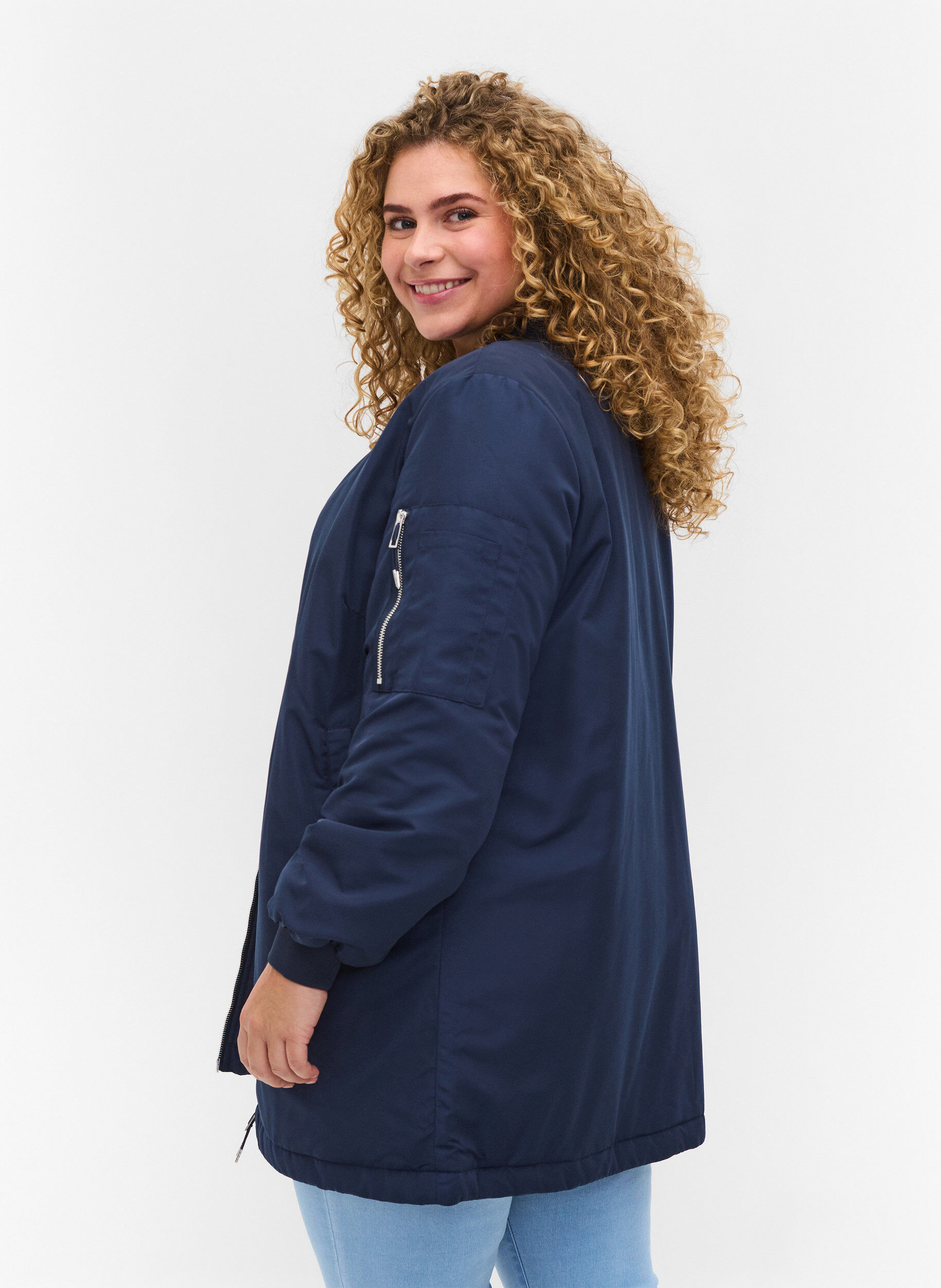 ZizziLange Bomberjacke mit Taschen, Navy Blazer, Model image number 1