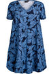 Kurzes A-Linien-Kleid mit floralem Print, Blau, Packshot image number 0