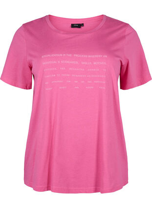 T-Shirt mit Text-Motiv, Shocking Pink W.Pink, Packshot image number 0