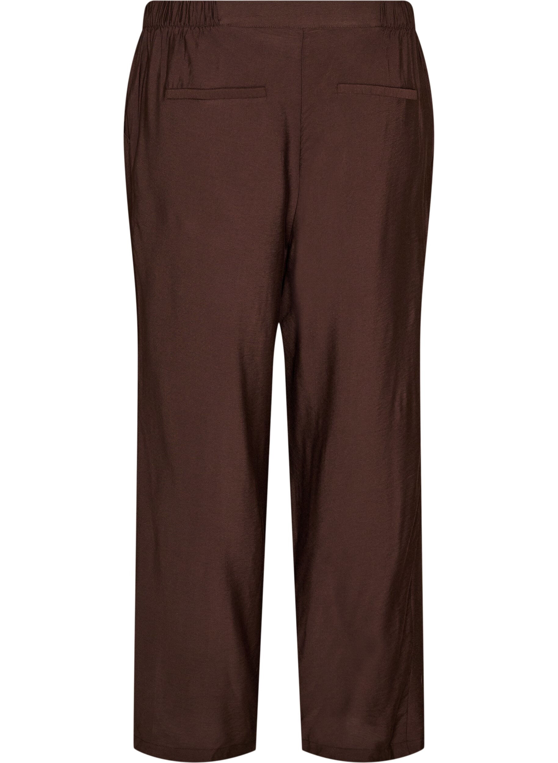 ZizziViscose trousers with an elasticated waist and straight legs, Brown, Packshot image number 1