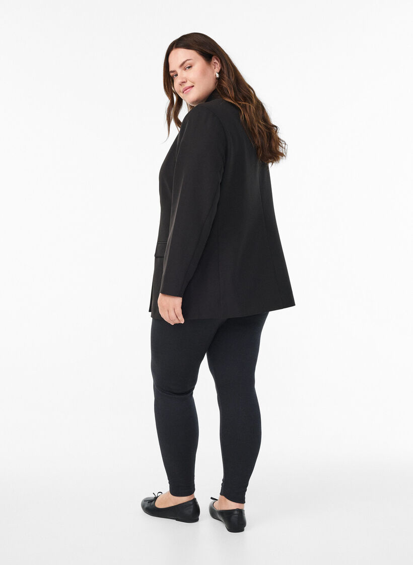 Leggings mit normaler Taille und Muster, Schwarz, Model image number 2