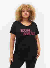 Trainings-T-Shirt mit Print, Black w. Run Away, Model