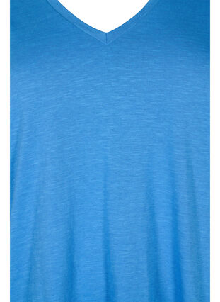 Kurzärmeliges Basic T-Shirt mit V-Ausschnitt, Provence , Packshot image number 2