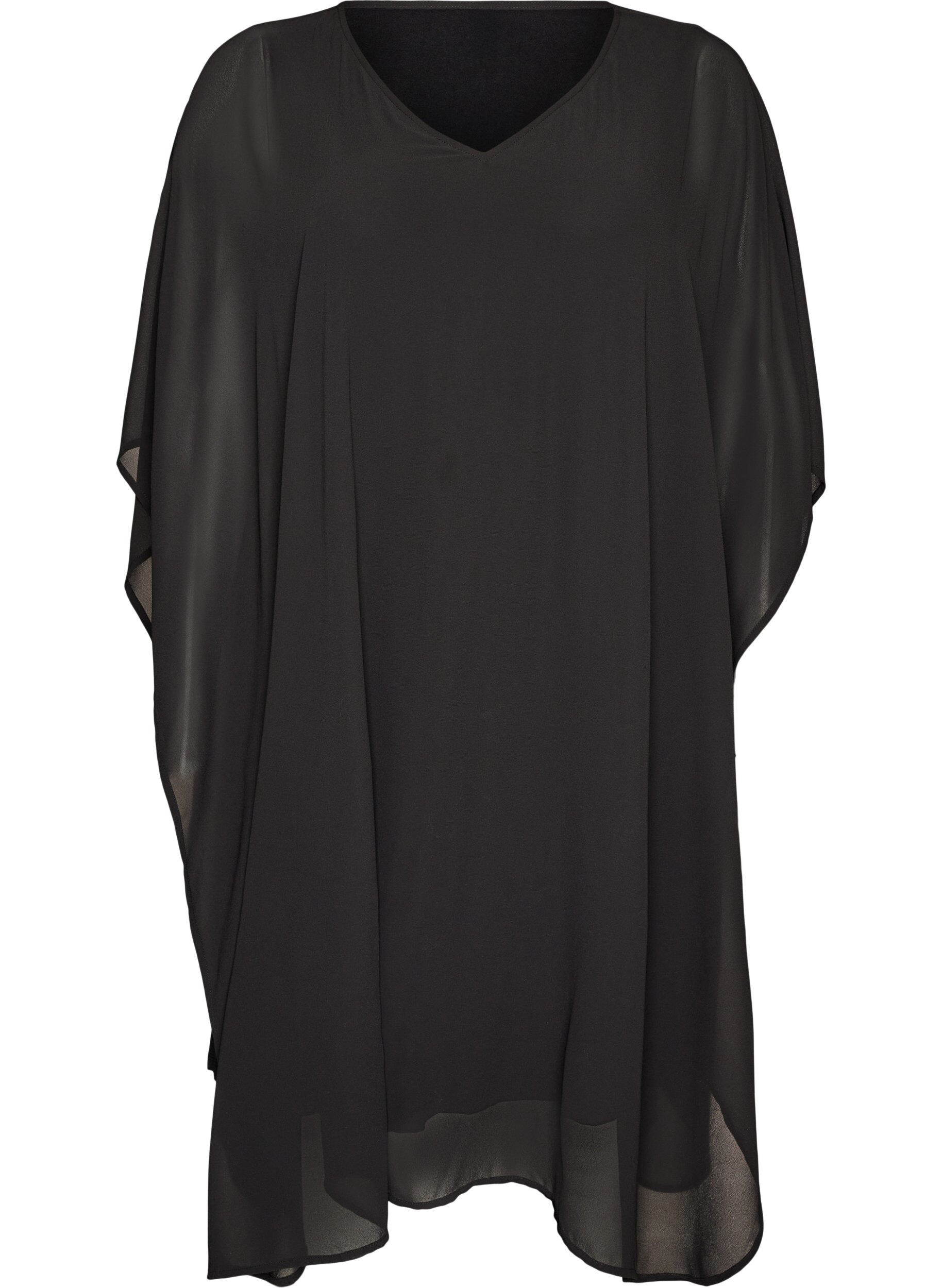 Kurzes Chiffonkleid mit V-Ausschnitt