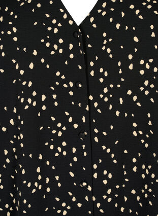 Hemdbluse mit V-Ausschnitt und Aufdruck, Black Dot AOP, Packshot image number 2
