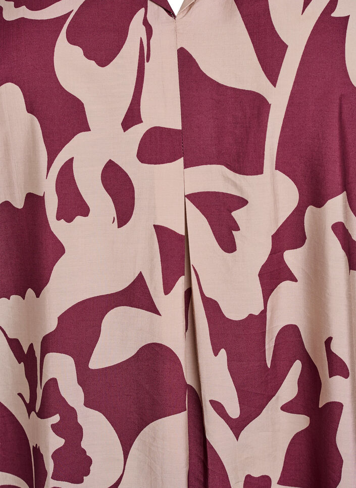 Kleid in Knielänge mit Print und V-Ausschnitt, Rot, Packshot image number 2