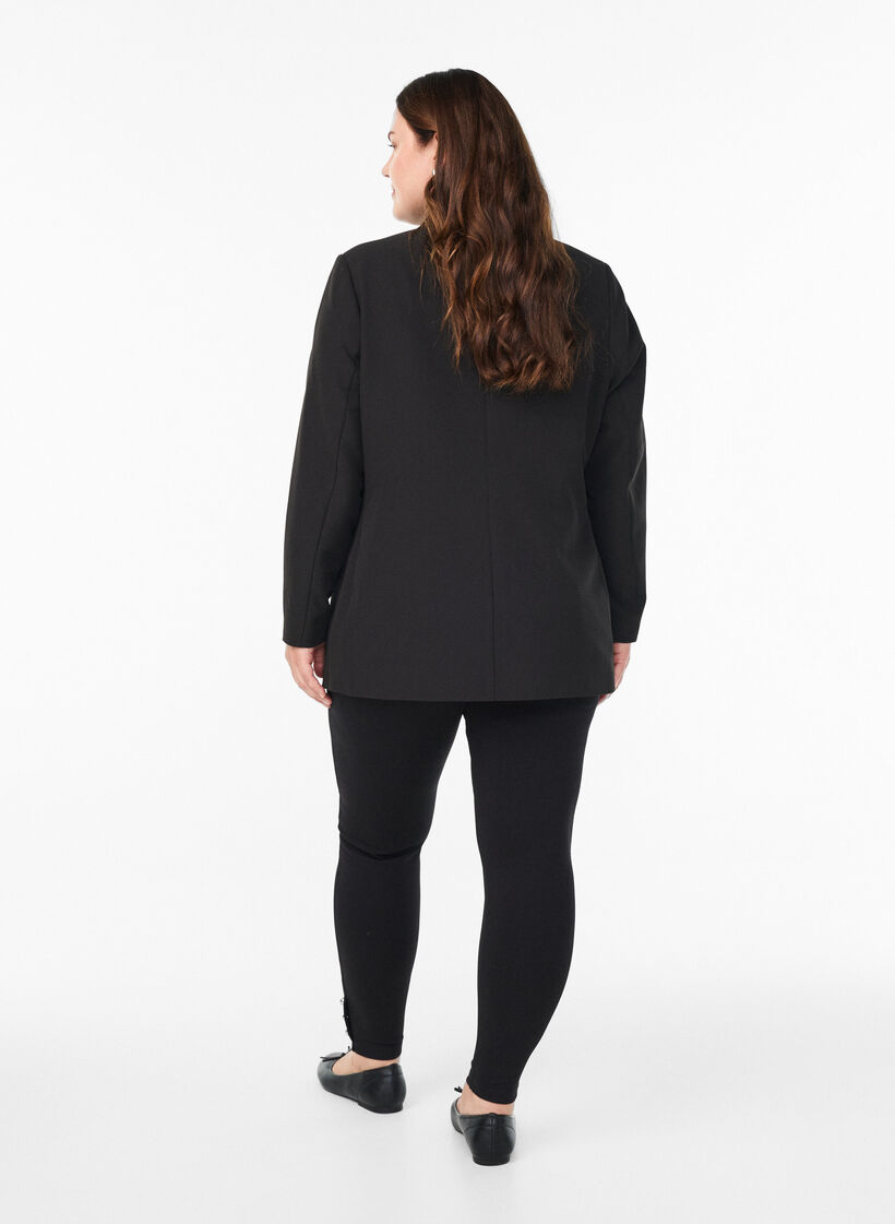 Leggings mit Knöpfen am Beinabschluss, Schwarz, Model image number 2