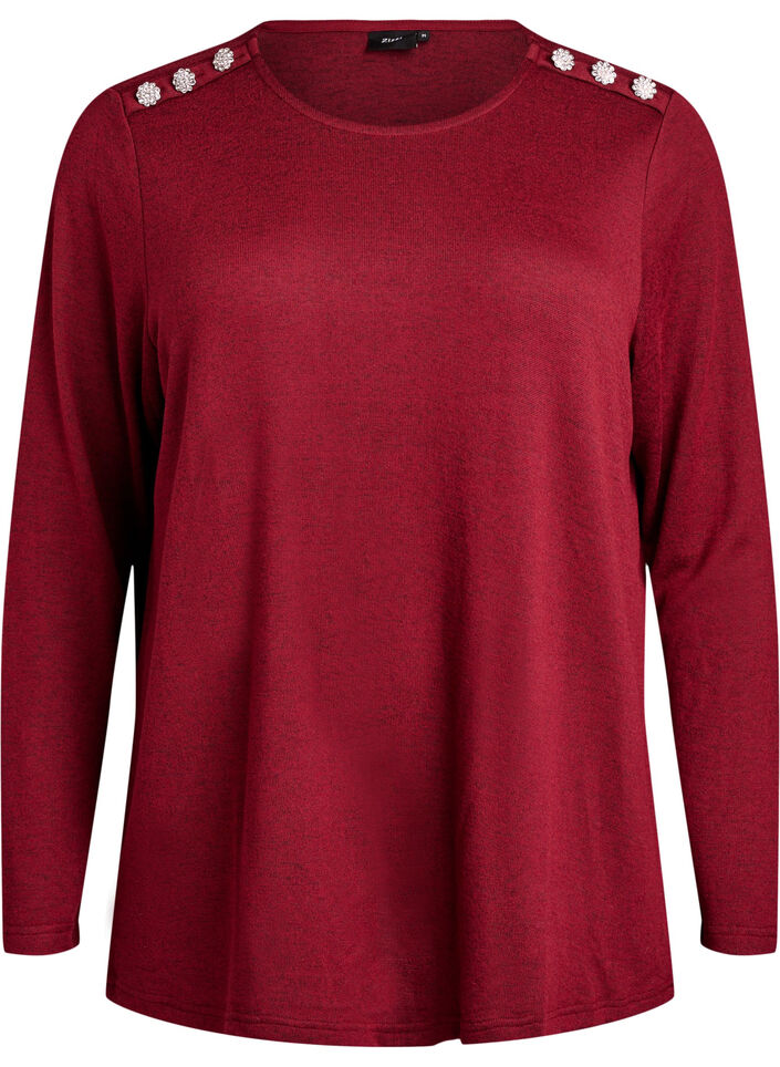 Bluse mit Zierknöpfen, Rot, Packshot image number 0