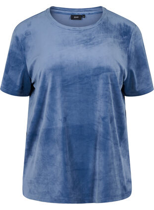 Kurzarm Velours T-Shirt, Vintage Indigo, Packshot image number 0