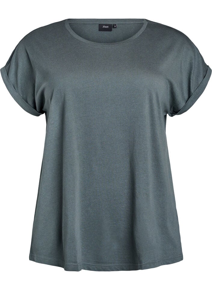 Kurz&auml;rmeliges T-Shirt aus einer Baumwollmischung, Gr&uuml;n, Packshot image number 0
