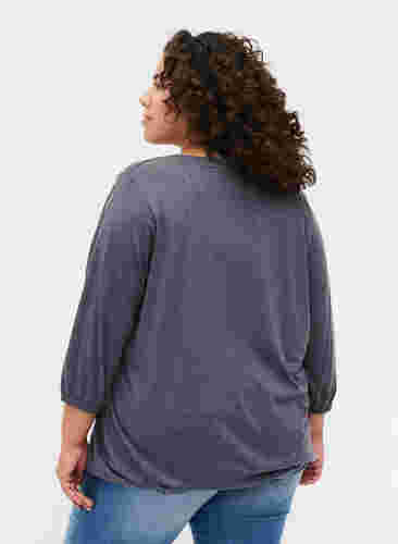 Melange-Bluse mit V-Ausschnitt, Navy Blazer Mélange, Model image number 1