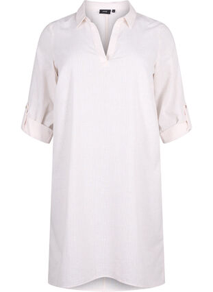 Gestreiftes Kleid aus Baumwolle und Leinen, Sandshell Wh. Stripe, Packshot image number 0
