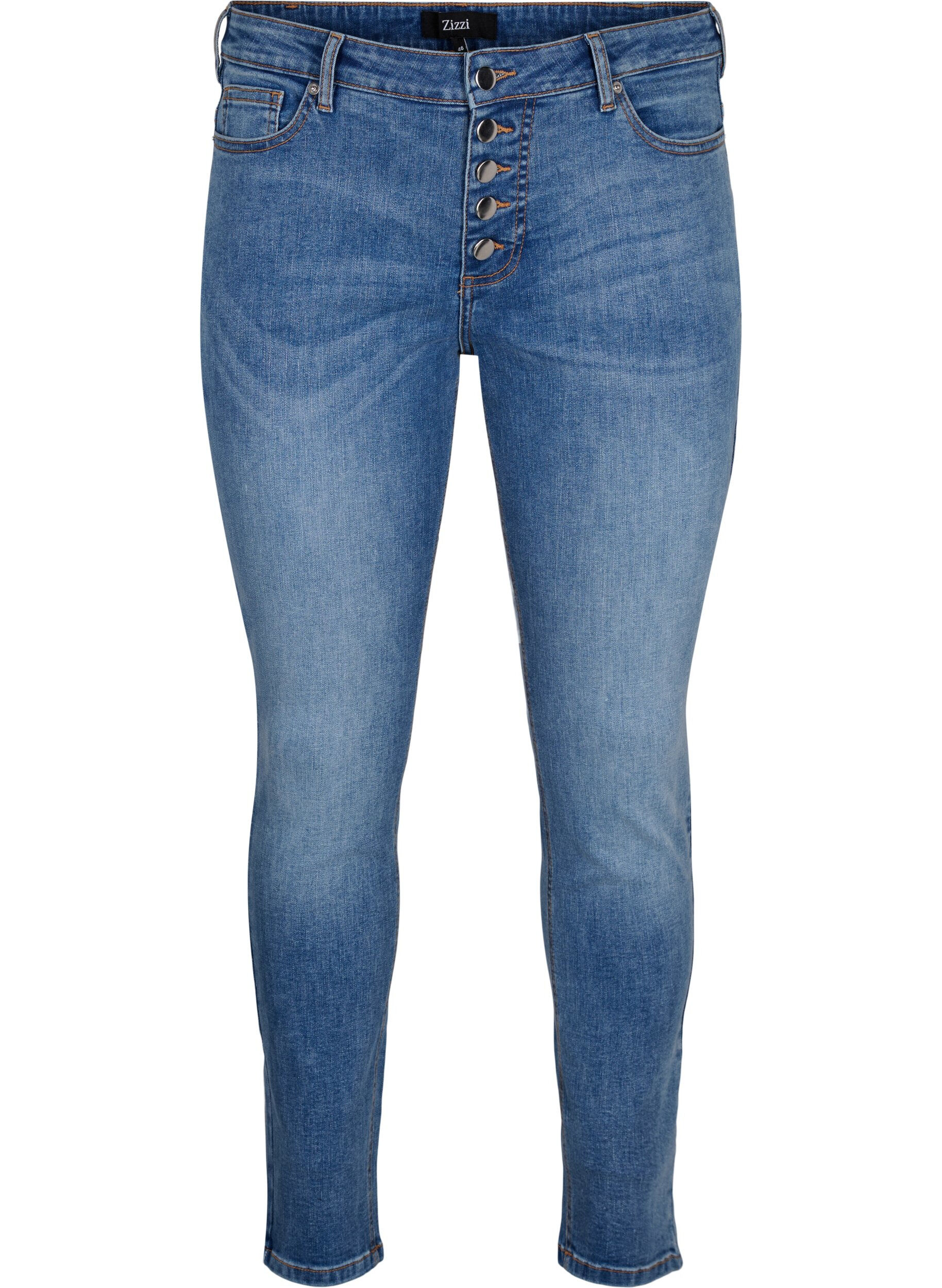 ZizziSanna Jeans mit super schmaler Passform und Knopfverschluss, Blue denim, Packshot image number 0