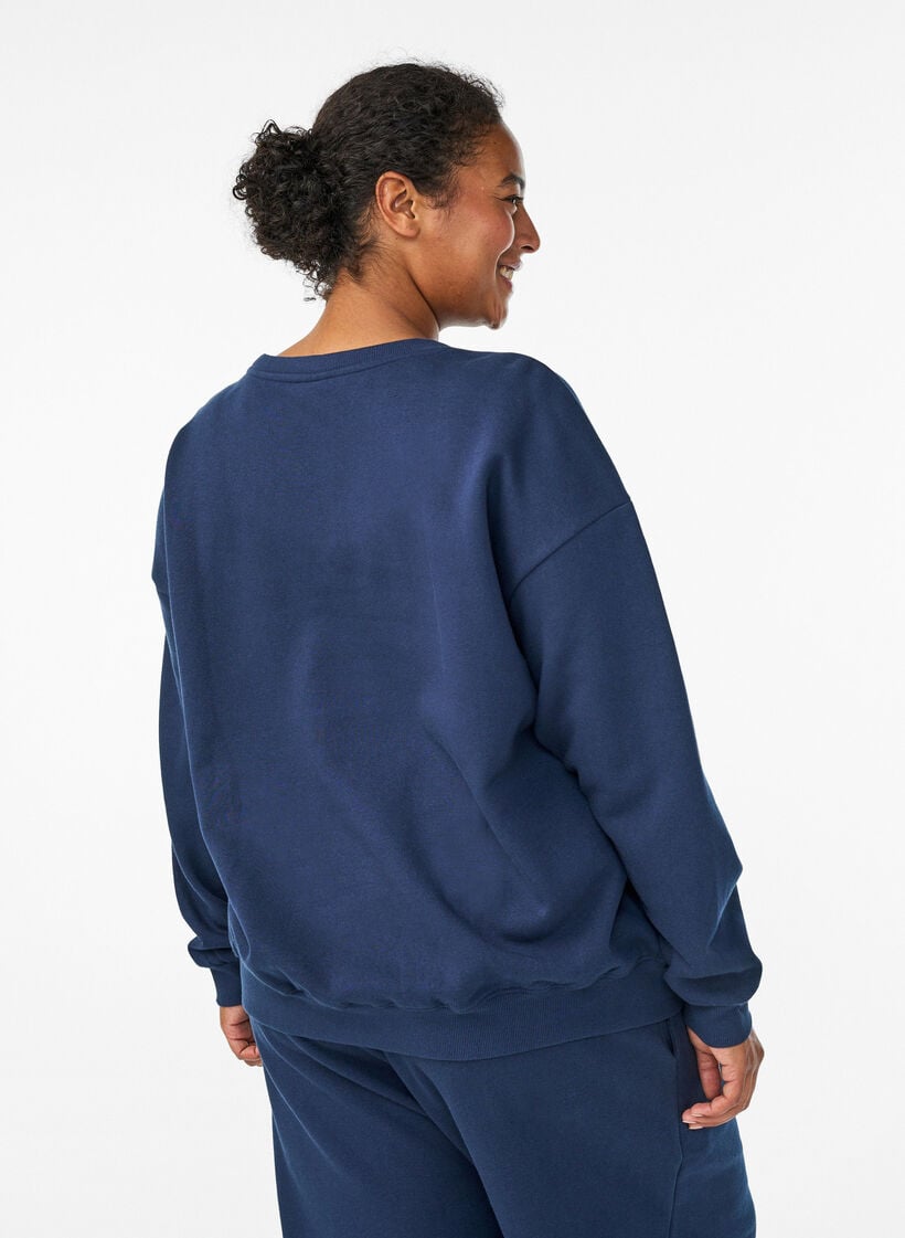 Sweatshirt mit Textaufdruck, Blau, Model image number 2