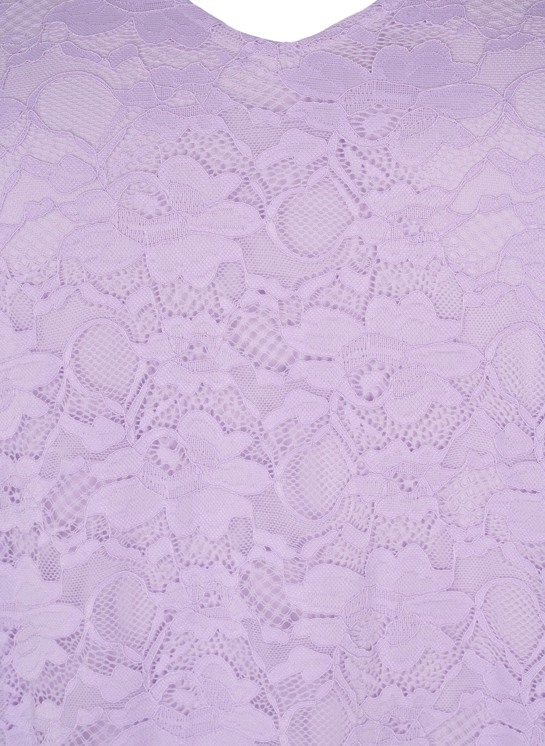 ZizziSpitzenkleid mit 3/4-&Auml;rmeln, Lavendula, Packshot image number 2