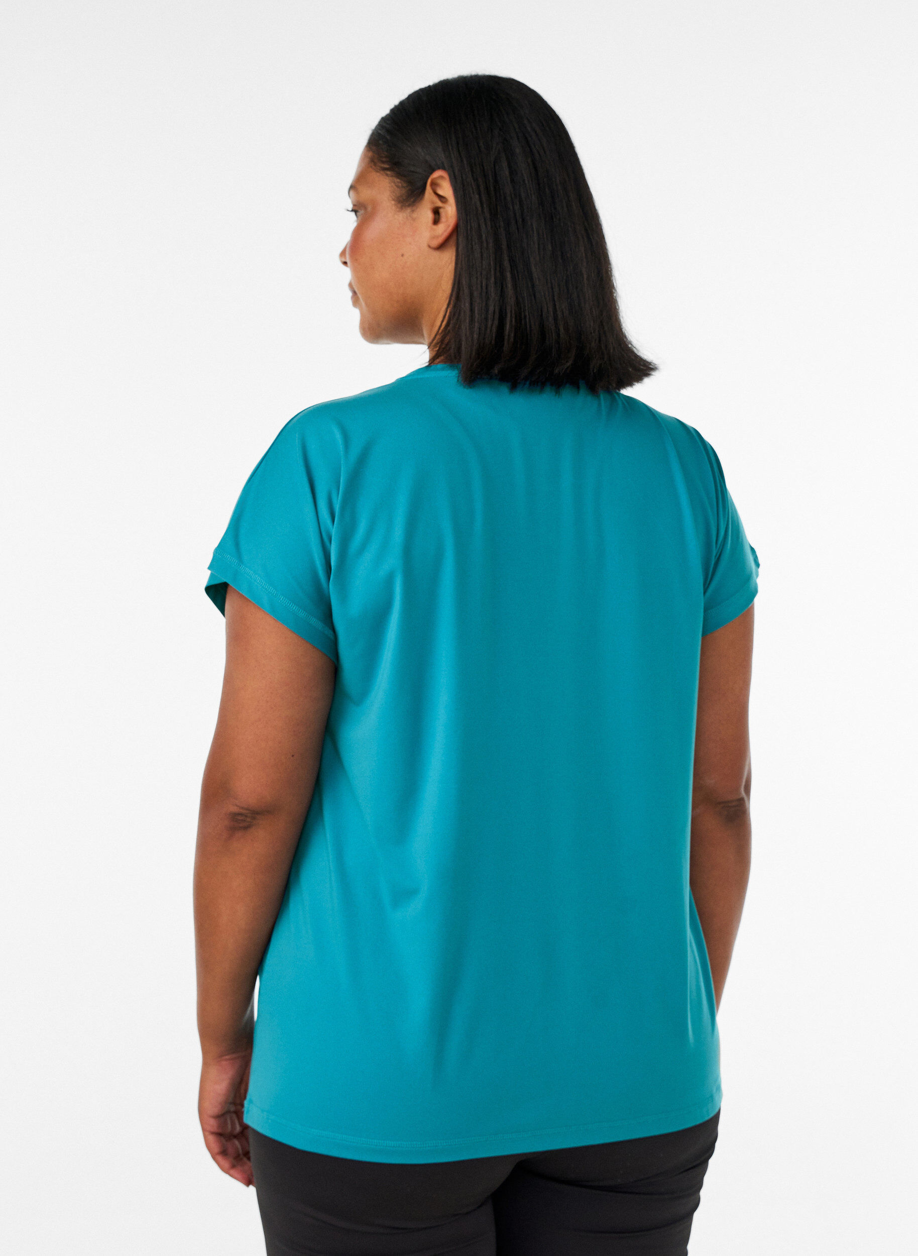 ZizziEinfarbiges Trainings-T-Shirt, Petrol, Model image number 2