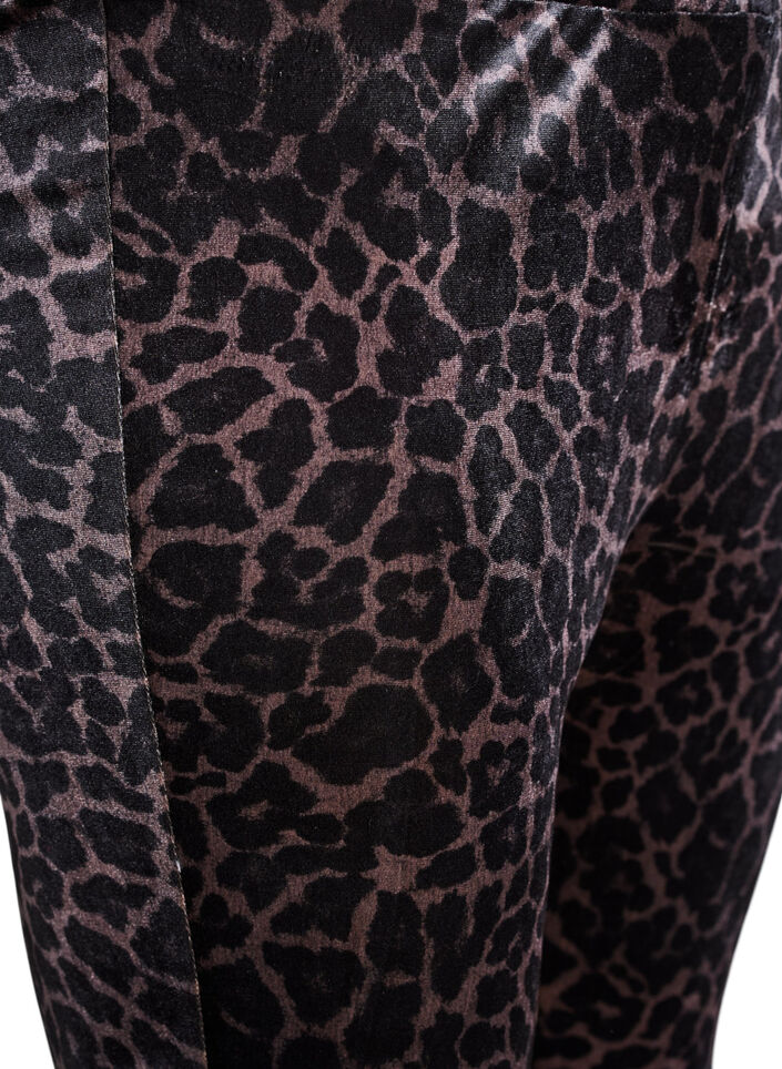Leggings aus Velours mit Leopardenmuster, Braun, Packshot