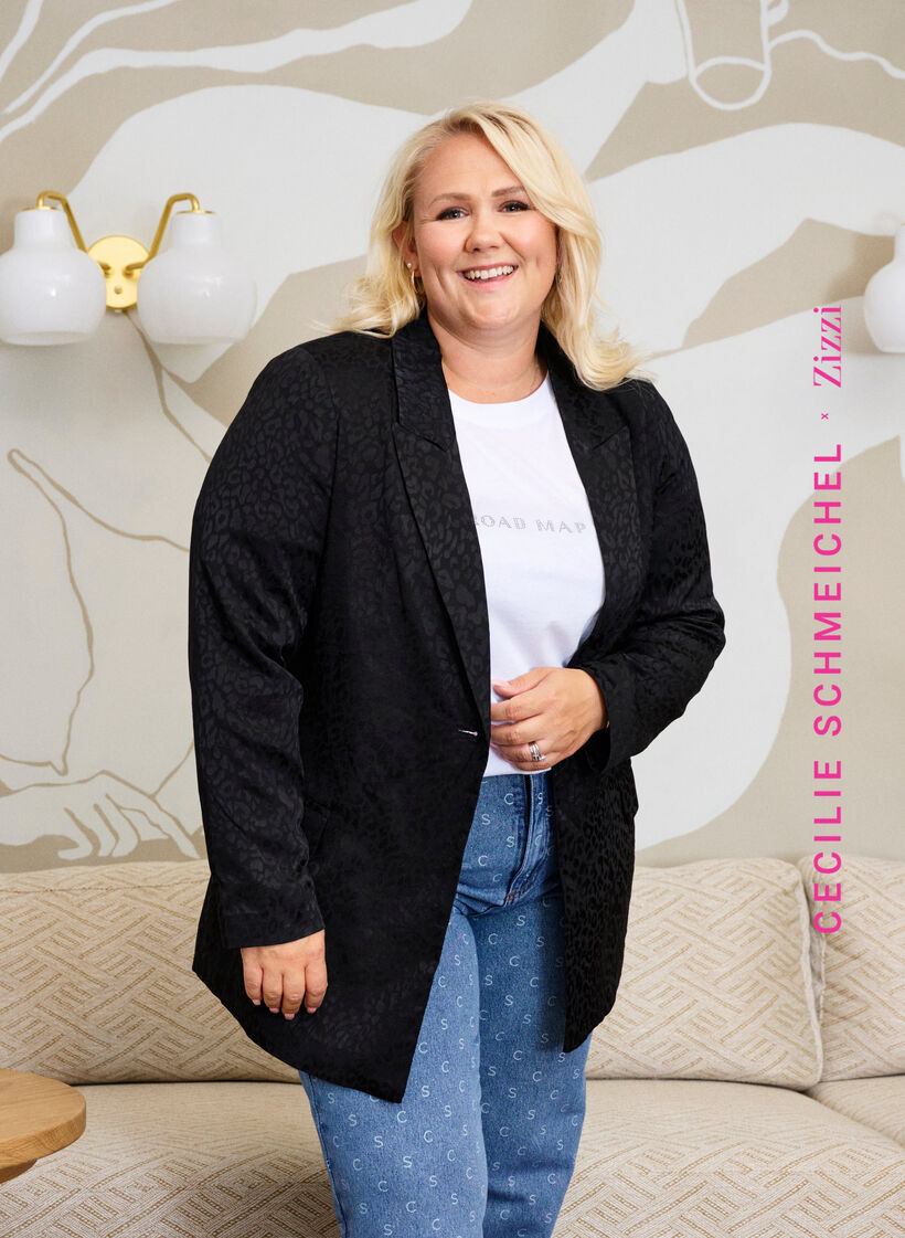 Ton-in-Ton-Jacquard-Blazer aus Viskose, Black, Image image number 0