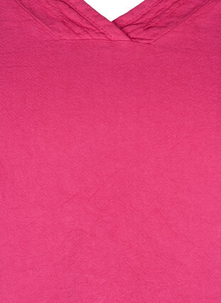 Kurzarm Bluse aus Baumwolle mit V-Ausschnitt, Fuchsia Purple, Packshot image number 2