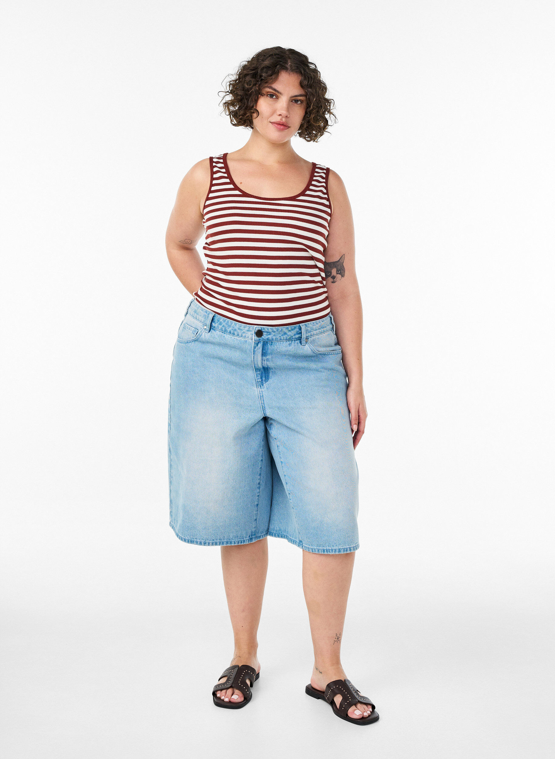 ZizziGestreiftes Tanktop mit Rippenstruktur, Rot, Model image number 1