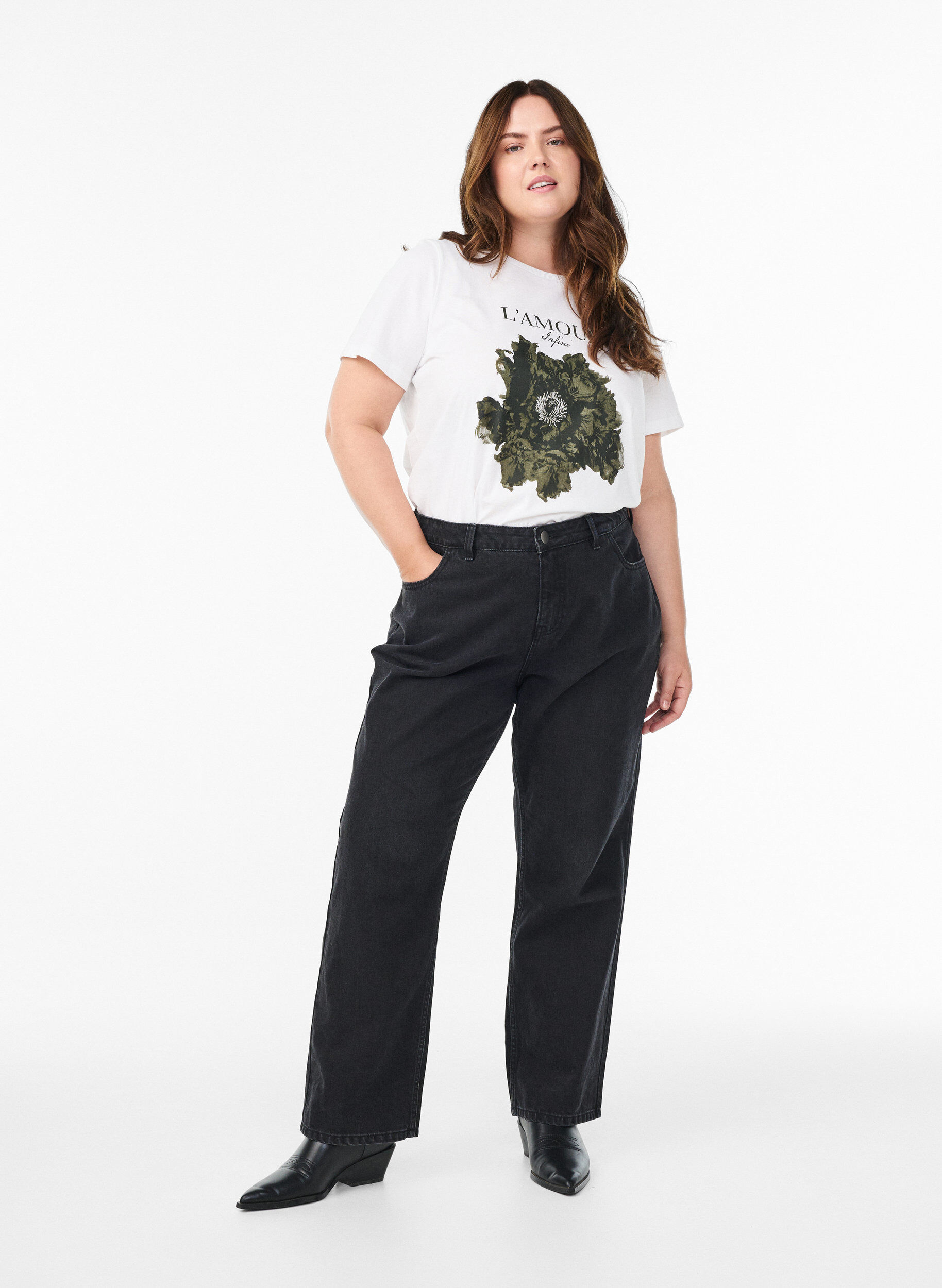 ZizziT-Shirt aus Baumwolle mit Frontprint, Wei&szlig;, Model image number 1