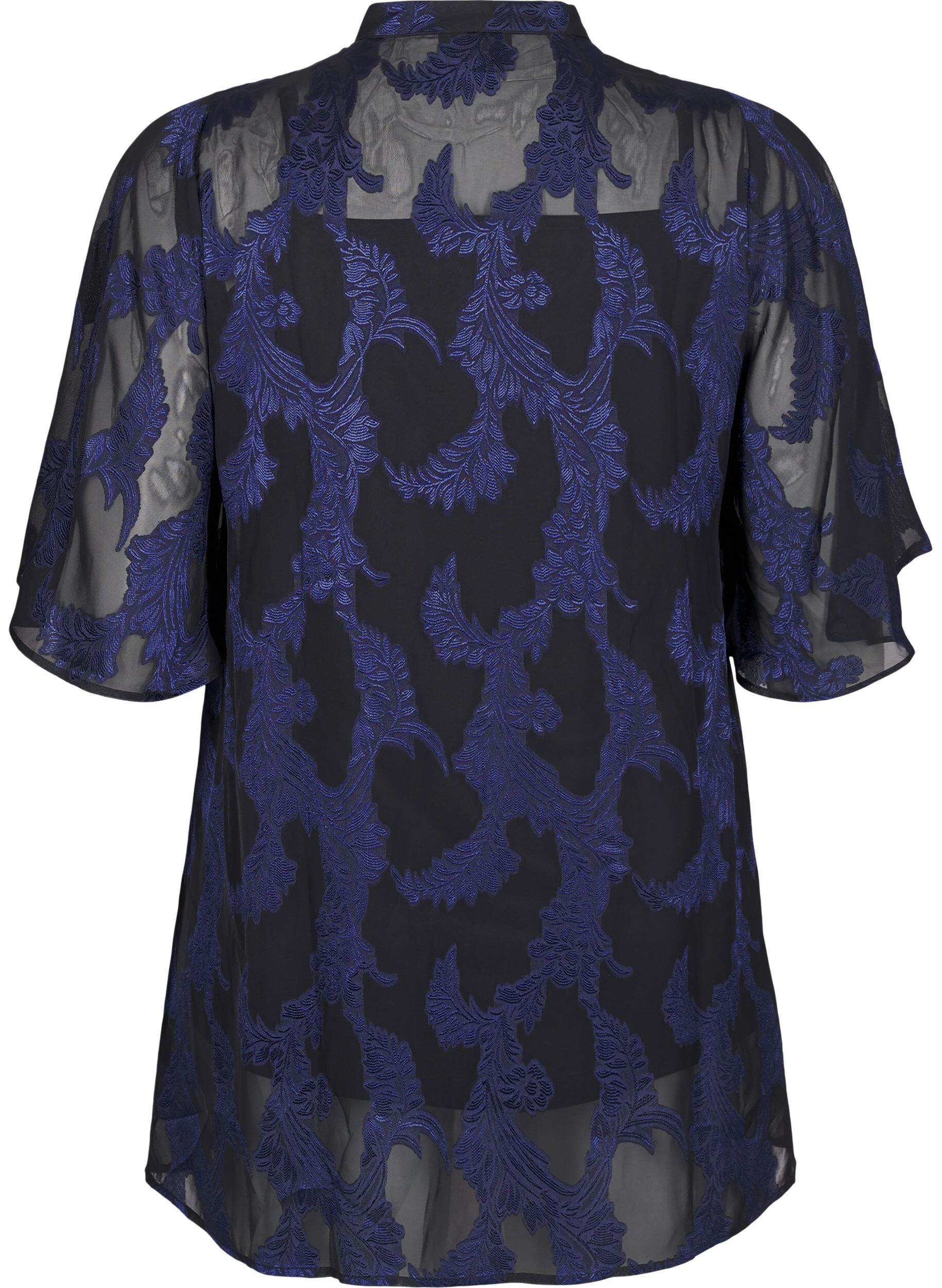 ZizziTunika aus Chiffon mit Jacquardmuster, Evening Blue, Packshot image number 1