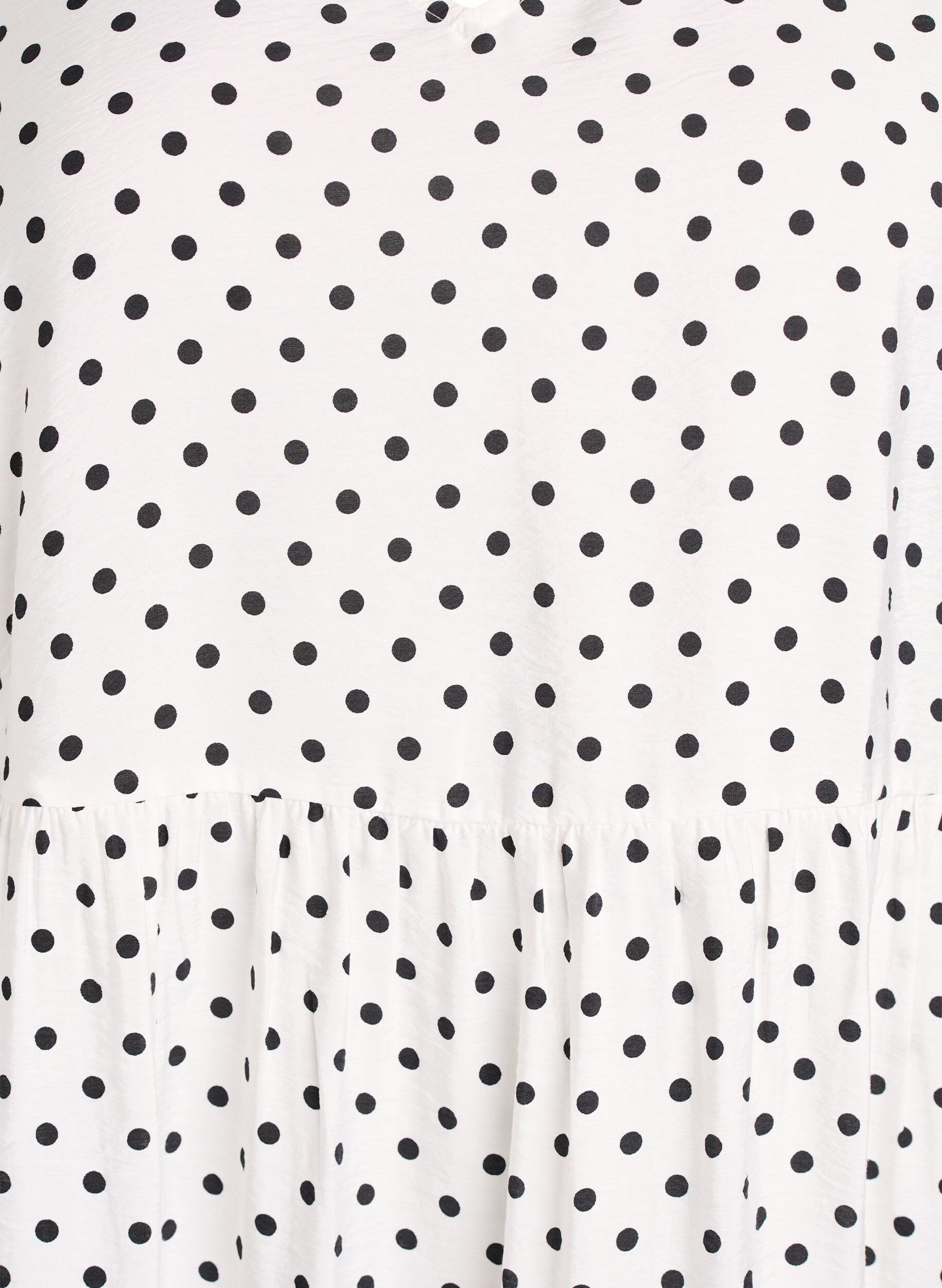 ZizziGepunktetes Kleid mit V-Ausschnitt in A-Linie, Wei&szlig;, Packshot image number 2