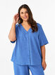 Hemdbluse mit V-Ausschnitt und kurzen &Auml;rmeln, Blau, Model image number 0