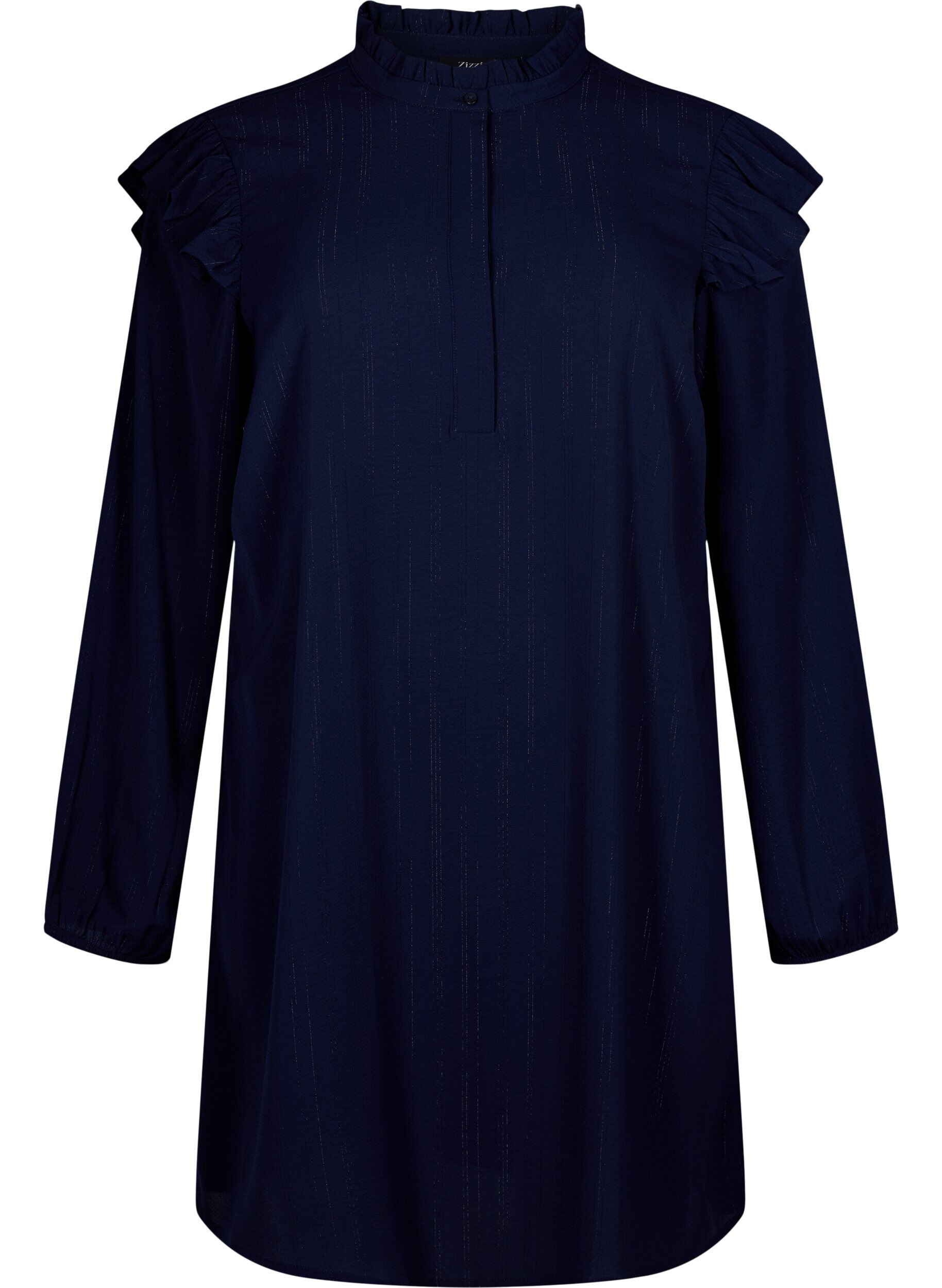 ZizziKurzes Kleid mit R&uuml;schen und Glitzer, Blau, Packshot image number 0