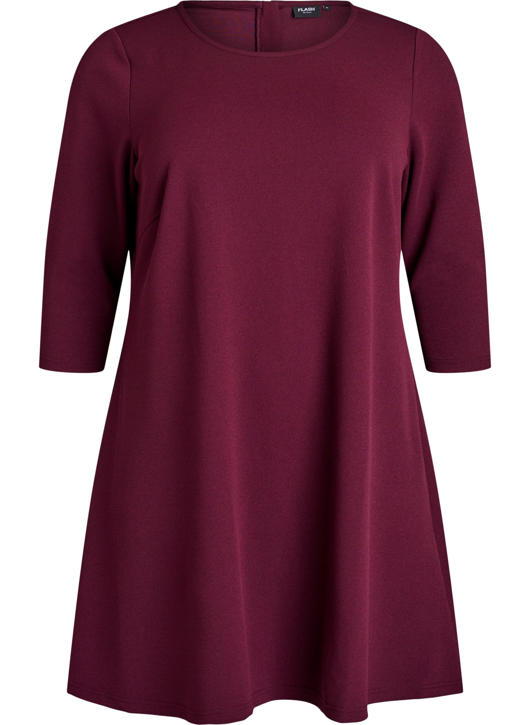 ZizziKurz geschnittenes A-Linien Kleid aus Webstoff mit 3/4 &Auml;rmeln, Rot, Packshot image number 0