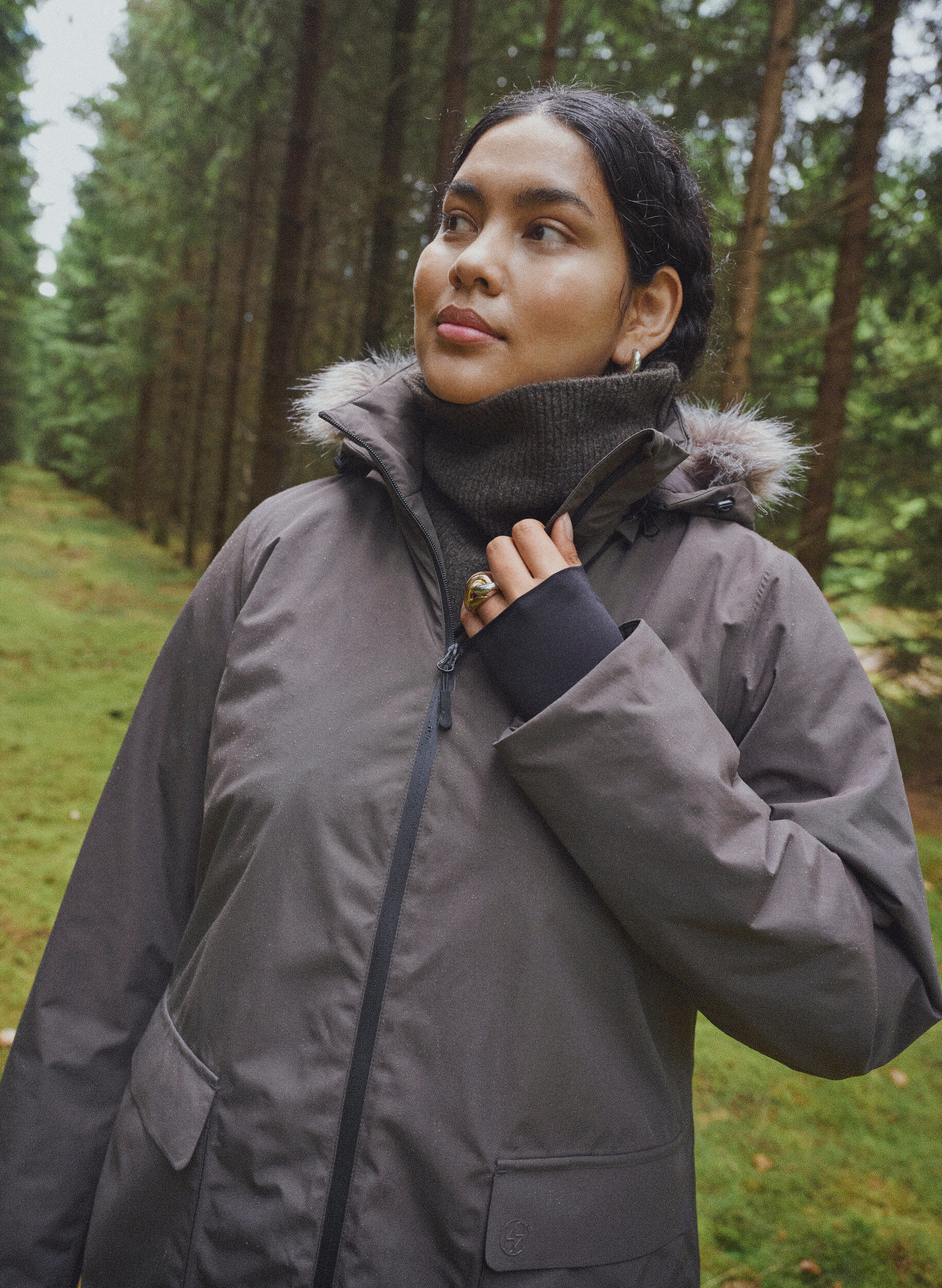 ZizziWasserdichter Parka mit Kapuze, Braun, Image image number 0