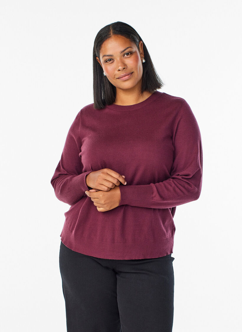 Strickpullover mit Rundhalsausschnitt, Rot, Model image number 0
