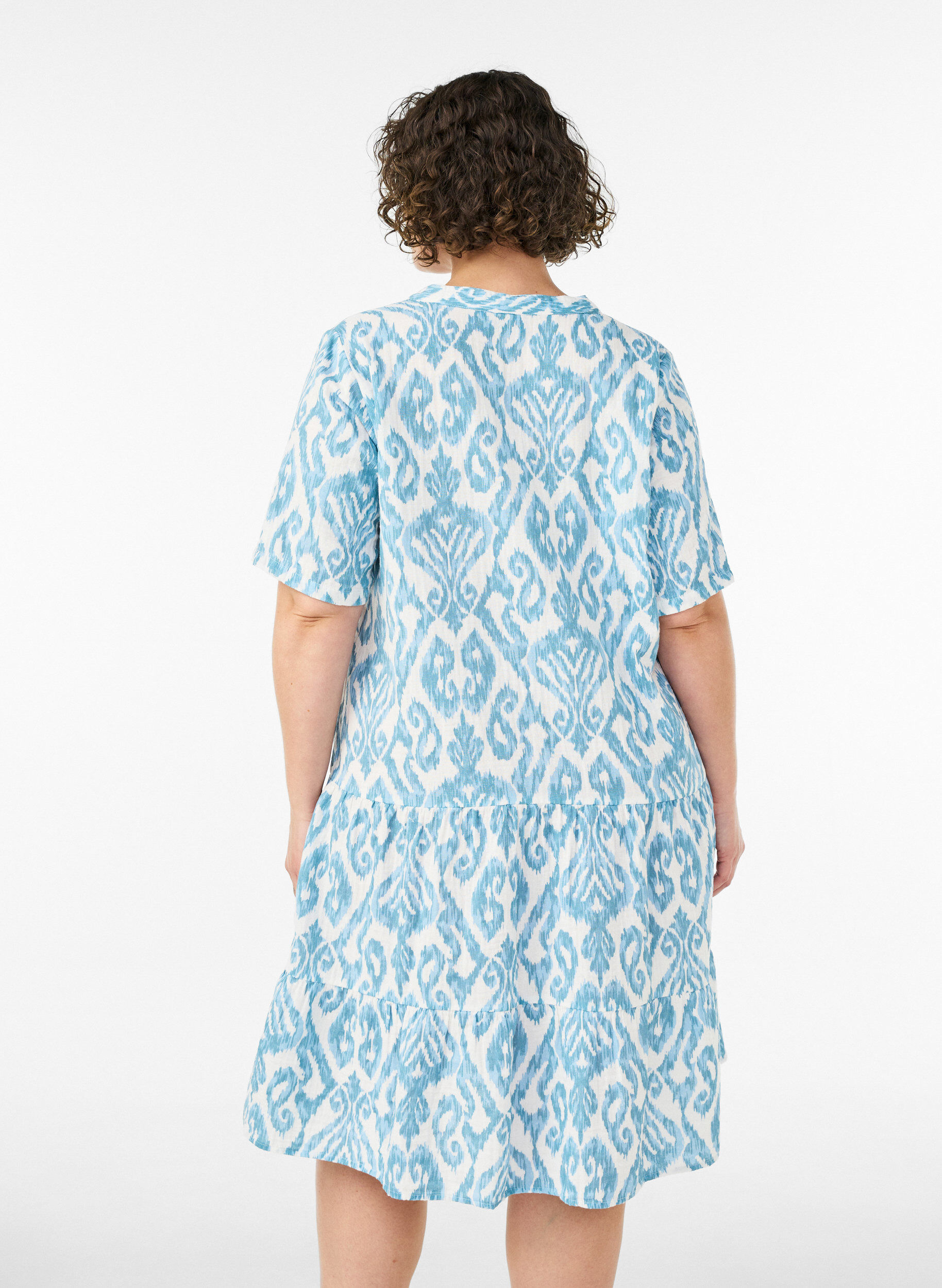 ZizziKurzes A-Linien-Kleid aus Baumwollmusselin, Vanille, Model image number 2