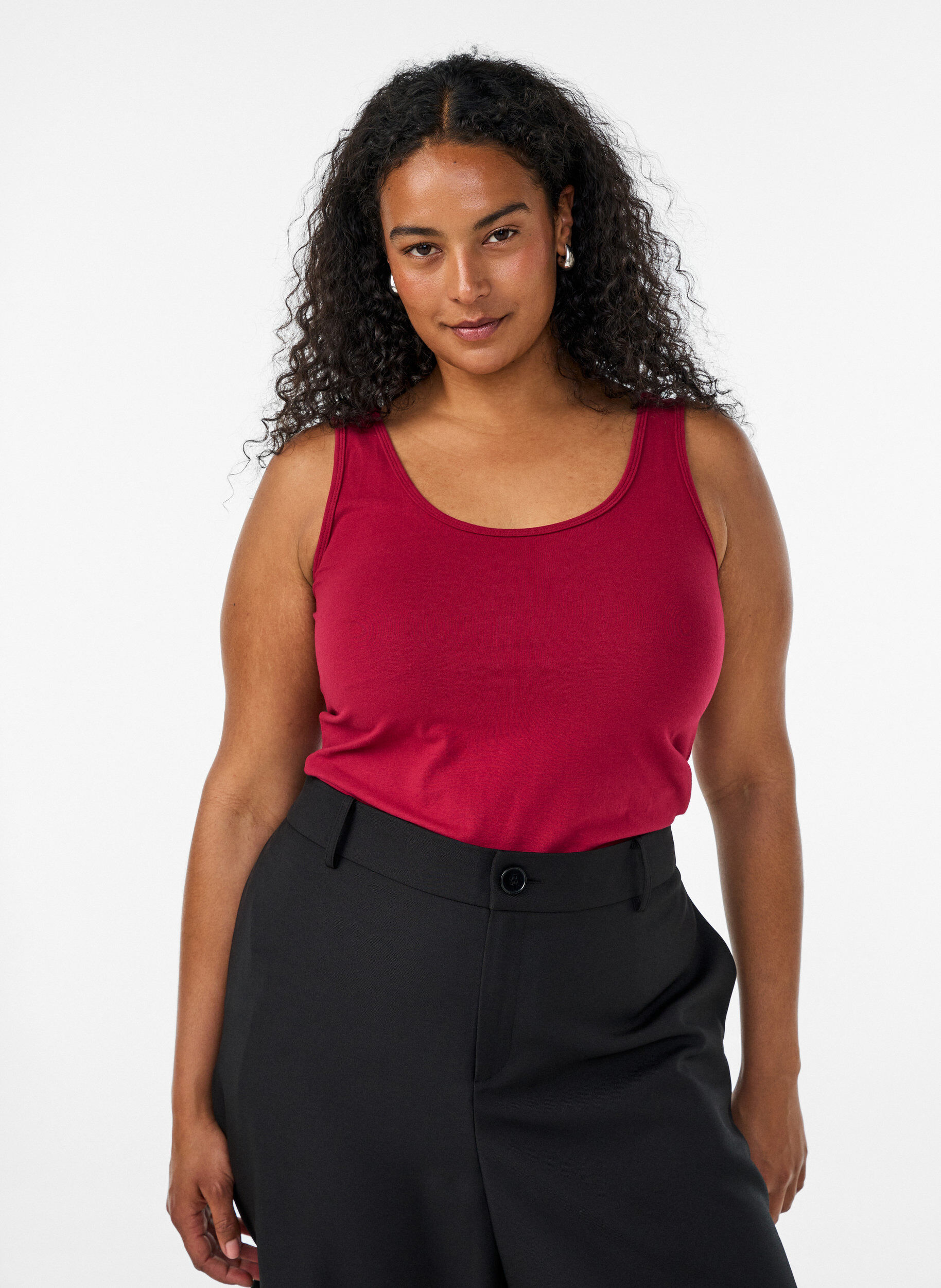 ZizziEinfarbiges Basic Top aus Baumwolle, Rot, Model image number 0