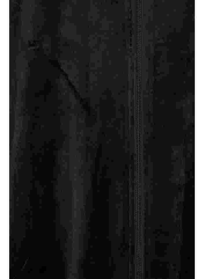 Velourskleid mit Reißverschluss und Taschen, Black, Packshot image number 3