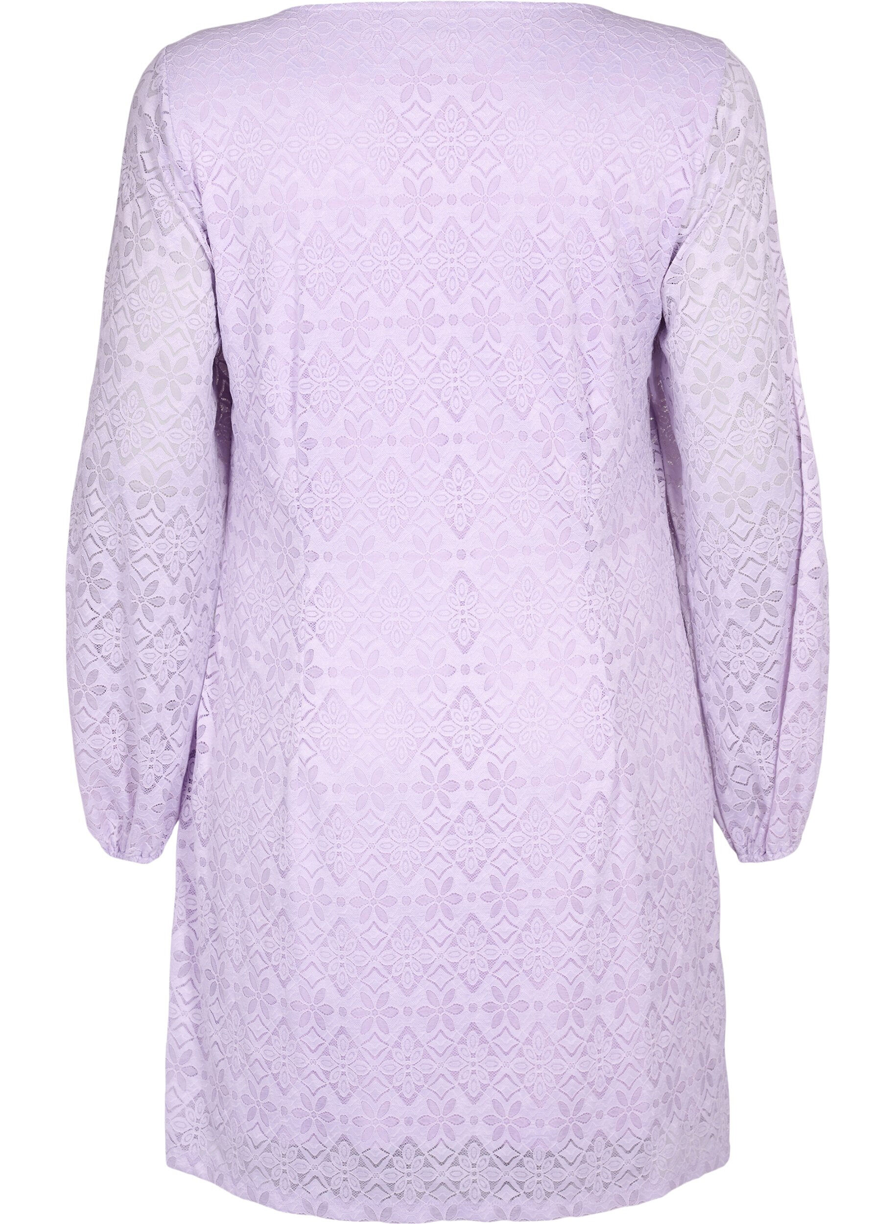 ZizziSpitzenkleid mit V-Ausschnitt und langen &Auml;rmeln, Pastel Lilac, Packshot image number 1