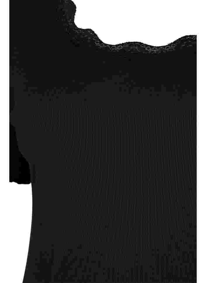 Kurzärmeliges Nachthemd mit Spitze, Black, Packshot image number 2