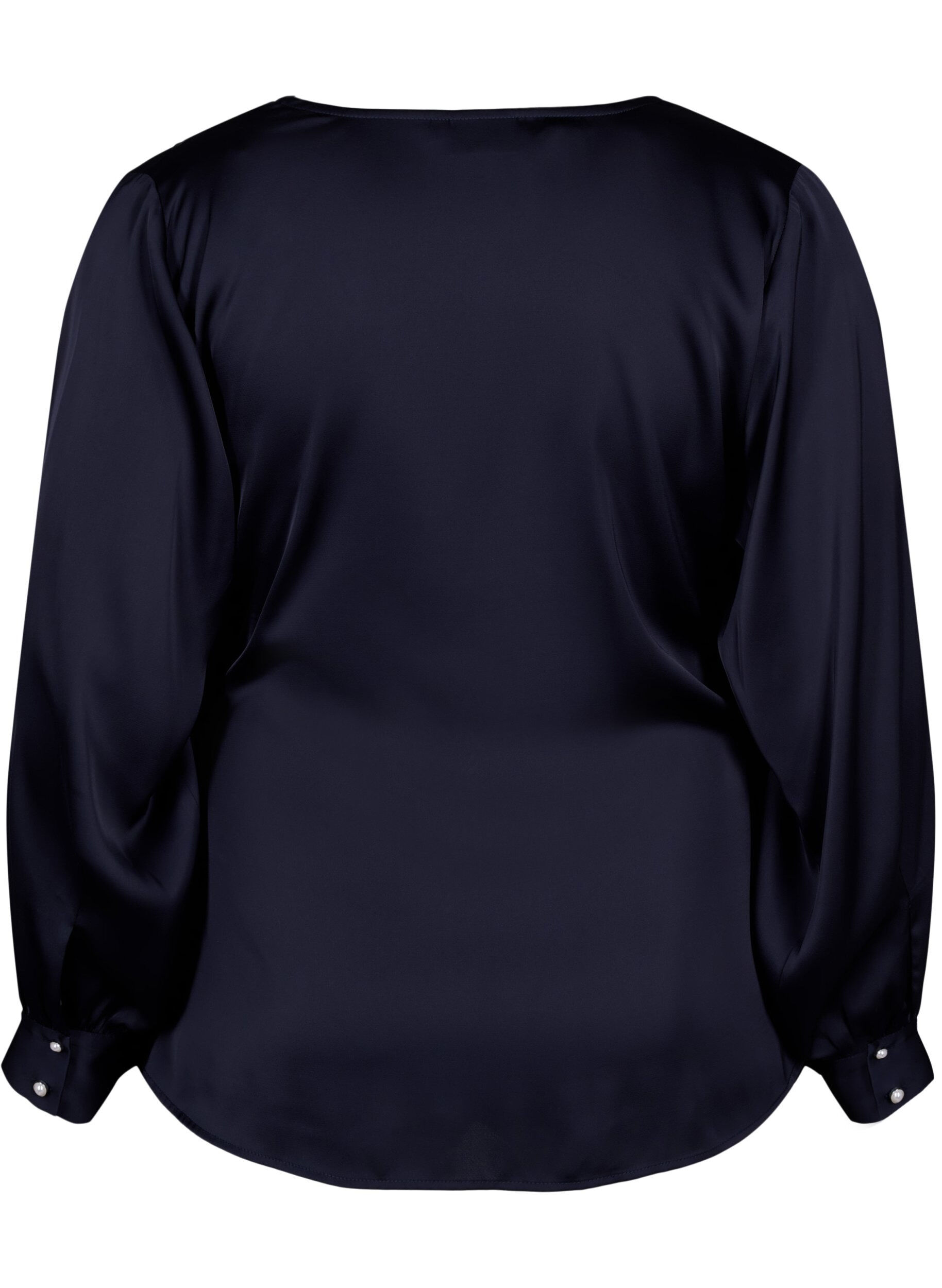 Zizzi Partybluse aus Satin in Wickeloptik, Night Sky, Packshot image number 1