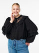 Bluse aus Viskose mit Spitze und Rüschen, Schwarz, Model image number 0
