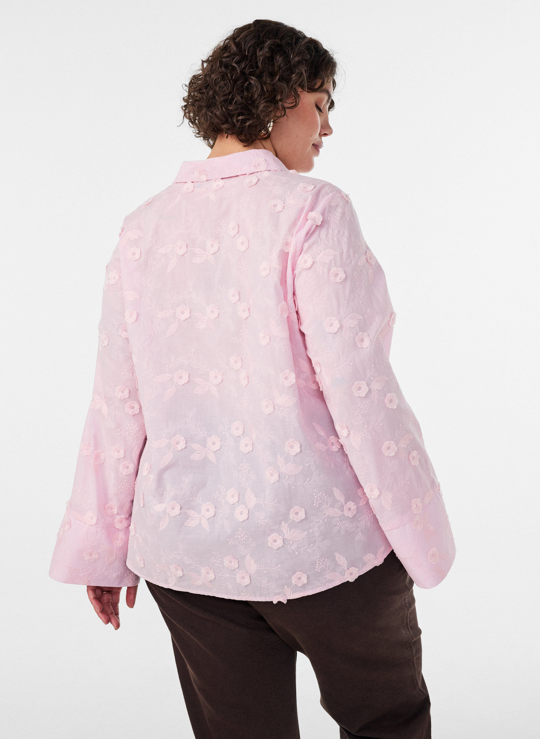 ZizziHemd mit floraler Stickerei und weiten &Auml;rmeln, Pink, Model image number 2