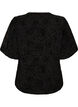 Gebl&uuml;mte Bluse mit Ballon&auml;rmeln, Schwarz, Packshot image number 1