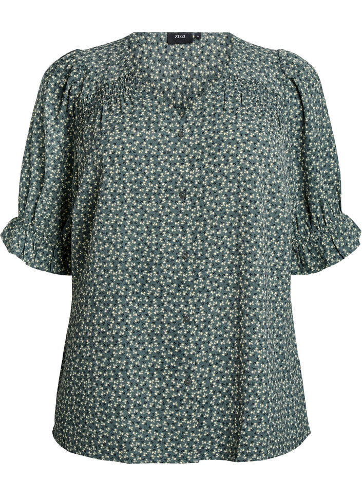 Bluse mit 1/2 &Auml;rmeln, Gr&uuml;n, Packshot image number 0